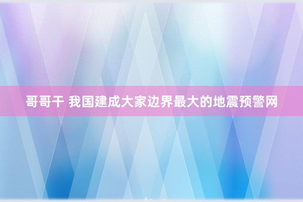 哥哥干 我国建成大家边界最大的地震预警网