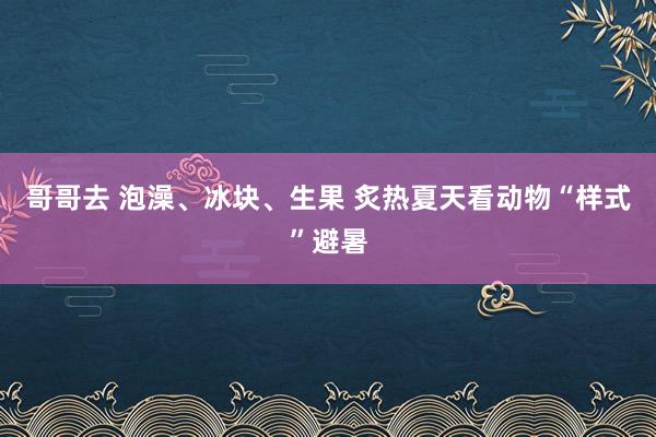 哥哥去 泡澡、冰块、生果 炙热夏天看动物“样式”避暑