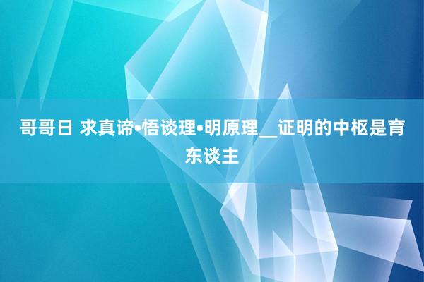 哥哥日 求真谛•悟谈理•明原理__证明的中枢是育东谈主