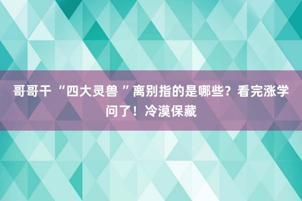 哥哥干 “四大灵兽 ”离别指的是哪些？看完涨学问了！冷漠保藏