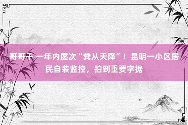 哥哥干 一年内屡次“粪从天降”！昆明一小区居民自装监控，拍到重要字据