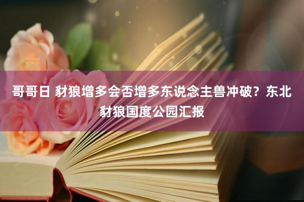 哥哥日 豺狼增多会否增多东说念主兽冲破？东北豺狼国度公园汇报