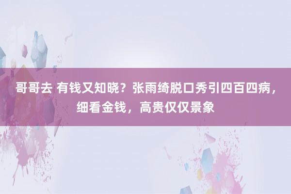 哥哥去 有钱又知晓？张雨绮脱口秀引四百四病，细看金钱，高贵仅仅景象