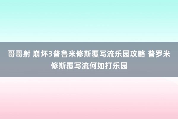 哥哥射 崩坏3普鲁米修斯覆写流乐园攻略 普罗米修斯覆写流何如打乐园