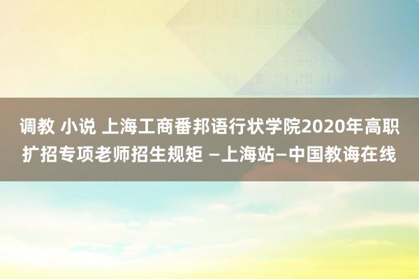 调教 小说 上海工商番邦语行状学院2020年高职扩招专项老师招生规矩 —上海站—中国教诲在线