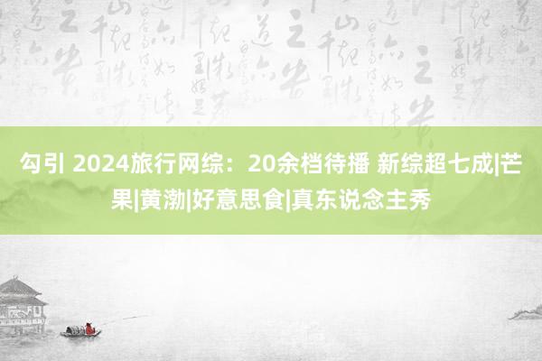 勾引 2024旅行网综：20余档待播 新综超七成|芒果|黄渤|好意思食|真东说念主秀